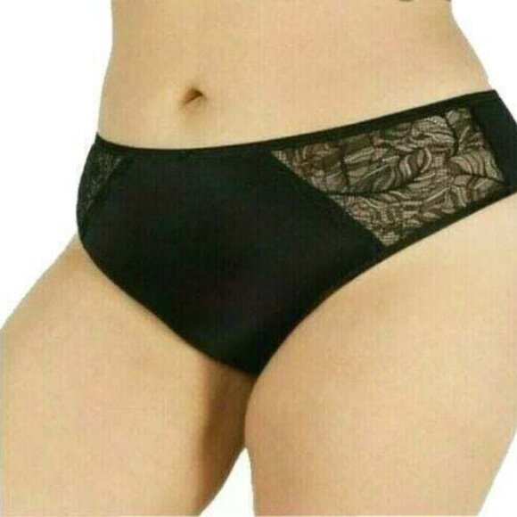 INC International Concepts Womens Thong Bikini Panty Deep Black Plus Size 1X NEW - Picture 9 of 10